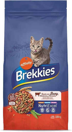 Brekkies Cat Dry Food with Beef / Meat 15kg