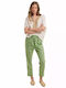 Women's Fabric Trousers with Elastic Green