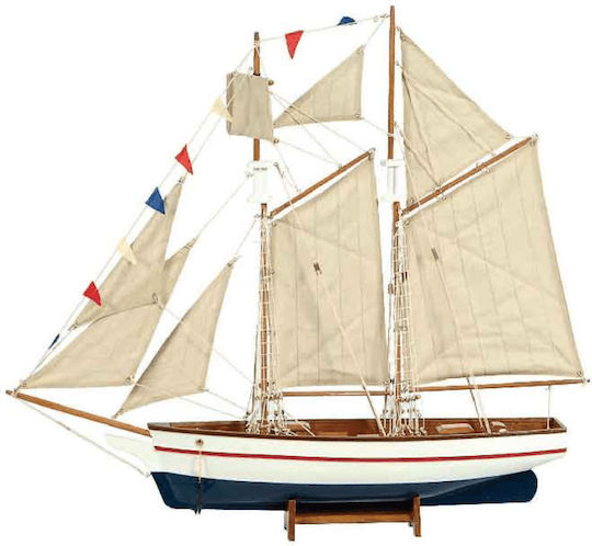 Ξύλινο Παραδοσιακό Καράβι Λευκό Μπλέ 120 X 19 X 110 H Cm