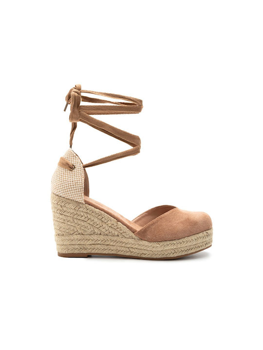 Plato Platforme dama în stil espadrile Dark beige