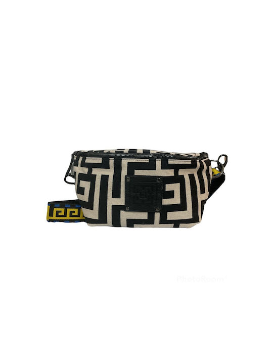 Melpomene I Leather Women's Bag Crossbody Beige Black Labyrinth
