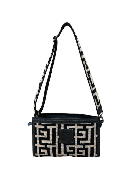 Midneto Erofili Women's Bag Crossbody Beige Black Chenille Labyrinth