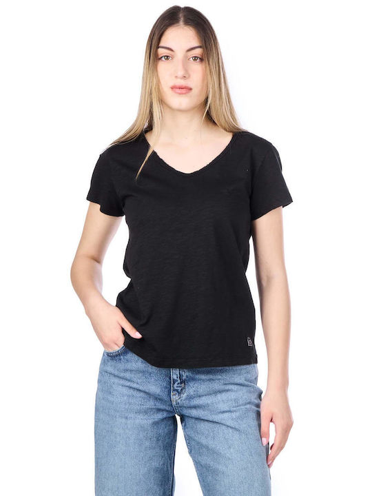 Dirty Laundry Γυναικείο T-shirt με V Λαιμόκοψη Μαύρο