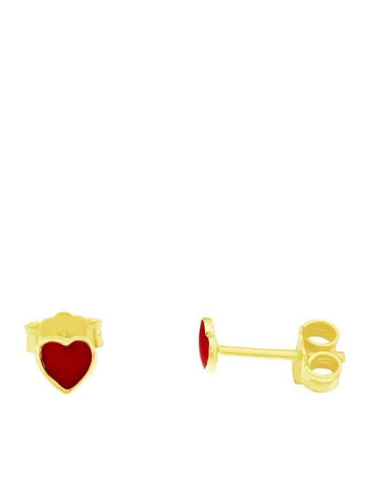 Eforo Kids Earrings Studs Hearts from Gold 14K