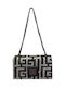 Delos Leather Women's Bag Shoulder Dark Brown Beige Chenille Labyrinth