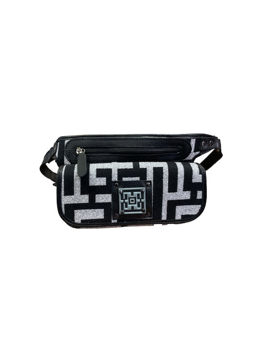 Midneto Faidra Women's Bag Crossbody Black Silver (Lurex) Labyrinth