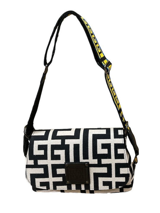 Midneto Phivos I Women's Bag Shoulder Beige Black Labyrinth