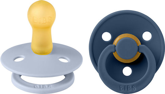Bibs Colour Round Pacifiers Rubber Colour Round - Dusty Blue Steel Blue for 6+ months 2pcs