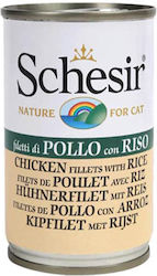 Schesir Nasses Katzenfutter für Katze in Dose mit Huhn und Reis 140gr