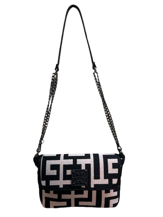 Midneto Ioni Women's Bag Crossbody Beige Black Labyrinth