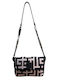 Ioni Leather Women's Bag Crossbody Beige Black Labyrinth