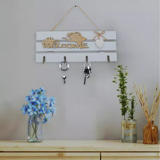 Uncle George Wall Key Hook Wooden 4 Hooks 28x2x10.5cm
