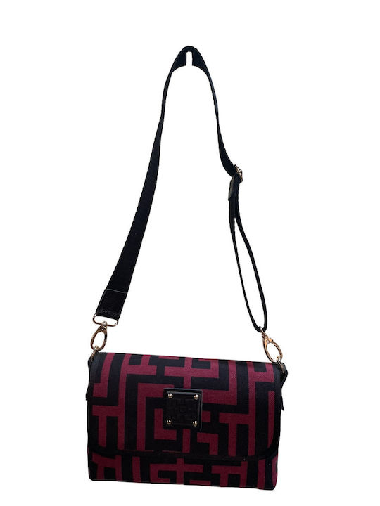 Aphrodite I Δερμάτινη Γυναικεία Τσάντα Χιαστί Dark Red Black Labyrinth