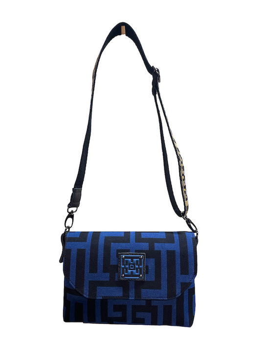 Midneto Aphrodite Women's Bag Crossbody Blue Black Labyrinth