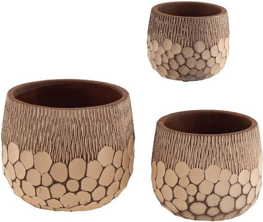 Керамичен комплект Kashpo 3 части Brown Tns 05-950-3054