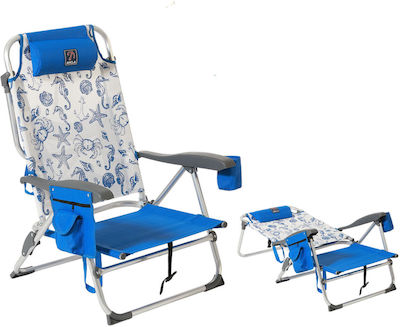 BigBuy Sunbed-Armchair Beach Aluminium Blue 87x51x23cm.