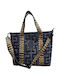 Calypso II Δερμάτινη Γυναικεία Τσάντα Shopper Ώμου Grey Black Labyrinth