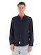 Long-sleeved Linen Shirt Dark Blue