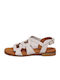 Leder Flache Sandalen für Damen in Weiß Farbe