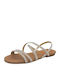 Leder Flache Sandalen für Damen Anatomisch in Silber Farbe