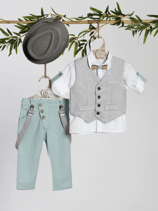 Baptism Suit for Boy Mint-Grey Kth-2441 Lollipop Bls-24-kth-2441
