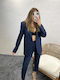 Striped Blazer and Trousers Set – Navy Blue