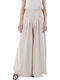 Damen Hoch tailliert Stoff Hose in Weiter Linie Black