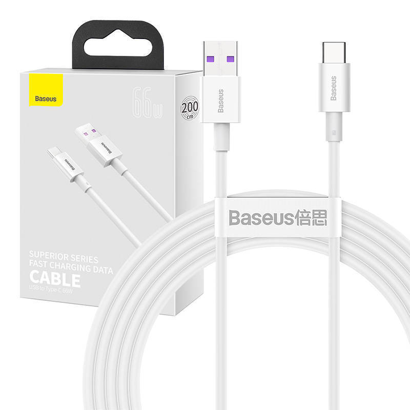 Baseus Καλώδιο USB σε USB-C Superior Series, 66W, 2m (Λευκό)