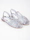 Flat Sandals with Braided Straps Silver