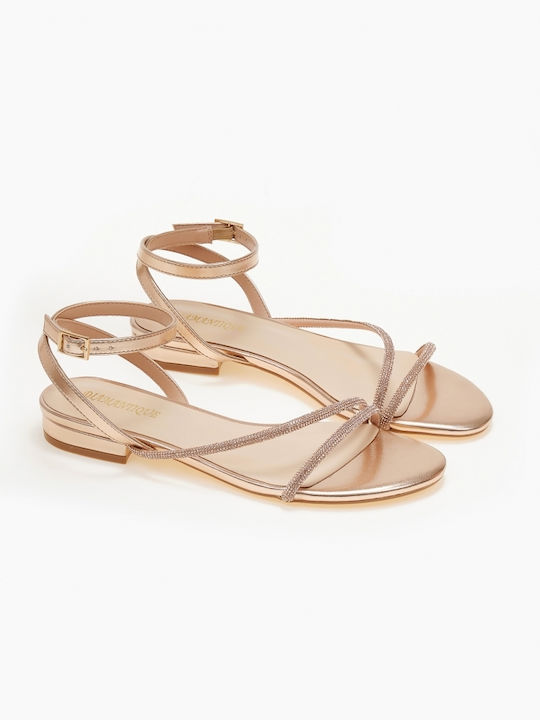 Glitter Strap Sandals Rose Gold