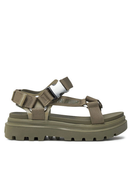 Palladium Women's Flat Sandals in Green Color