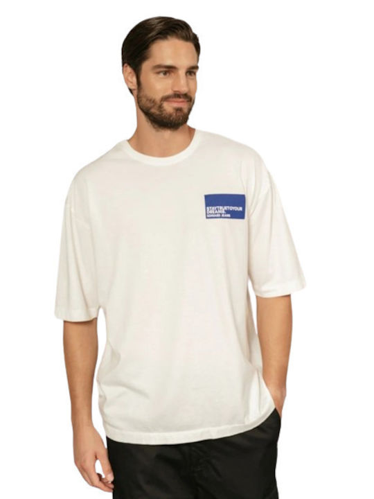 Edward Jeans T-shirt Bărbătesc cu Mânecă Scurtă Off White