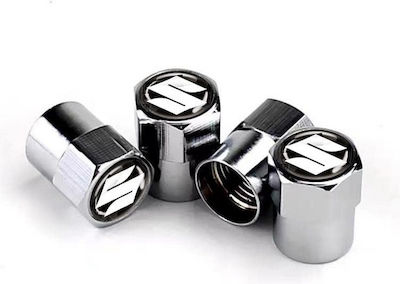 Carro 236464 Aluminum Valve Caps Suzuki 4 Pieces Silver