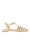 Leather Women's Flat Sandals Beige