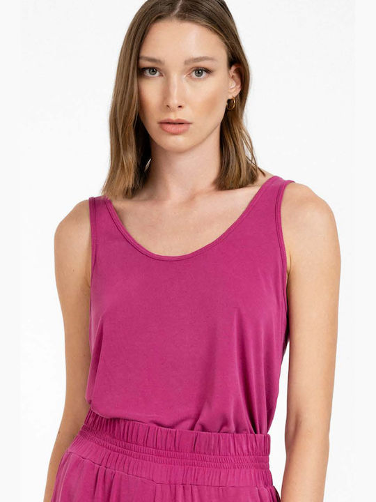 Philosophy Wear Damen Bluse Ärmellos Fuchsia