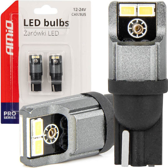 AMiO Λάμπες Αυτοκινήτου T10 / W5W Canbus LED 6000K Ψυχρό Λευκό 12-24V 2τμχ