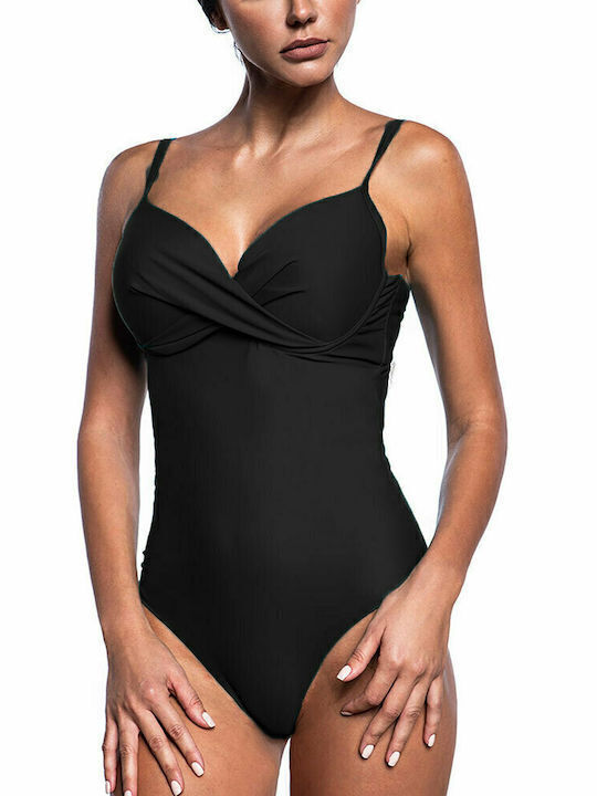 Women's One-Piece Swimsuit with Underwire Support Bluepoint 24058094d-02 D Cup Black