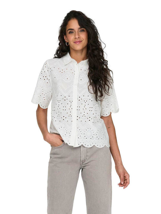 Only Women's Short Sleeve Shirt White