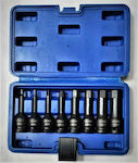 Lange Bit-Stecknüsse Pneumatisch mit Bits Allen und Antriebsvierkant 1/2'' Set 8Stück