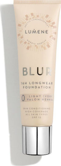 Lumene Blur 16h Longwear Foundation Spf15 Изглаждащ фон дьо тен за лице 0 Светла слонова кост 30ml