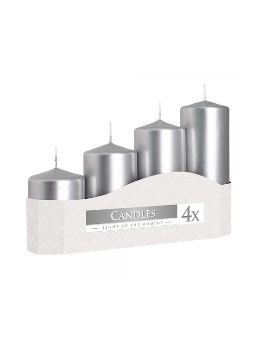 Bispol Decorative Candle Silver 4pcs