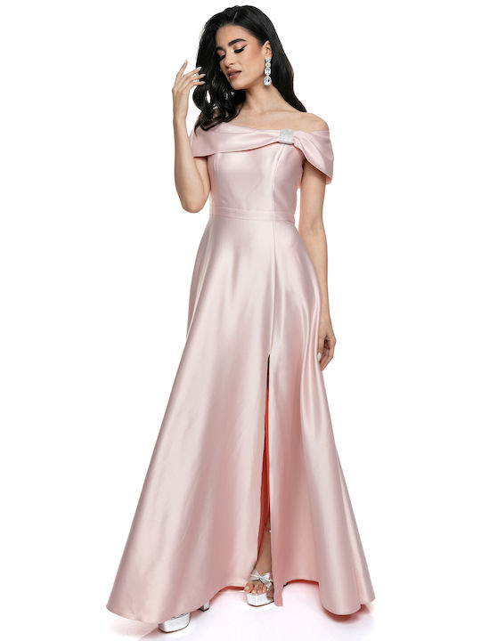 Satin-Bateau-Kleid mit Glam-Detail