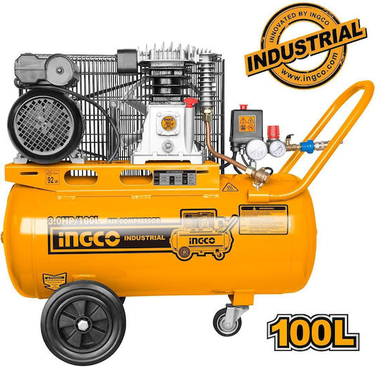 Ingco Air Compressors 96dB with Power 3hp and Airtank 100lt AC301008E