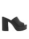 Mules with Chunky High Heel in Black Color