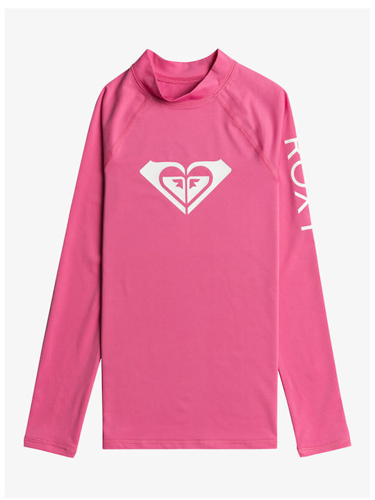 Roxy Παιδικό Μαγιό Αντιηλιακή (UV) Μπλούζα με Μακρύ Μανίκι Whole Hearted Ροζ