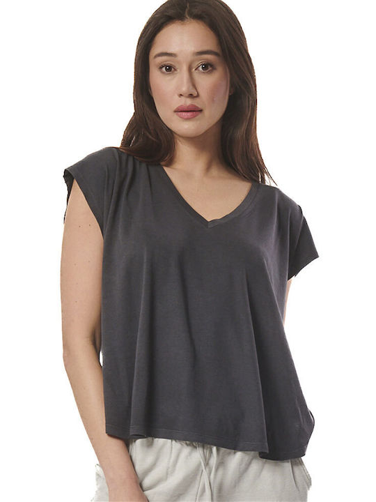 Body Action Damen Bluse Kurzärmelig Pearl Grey