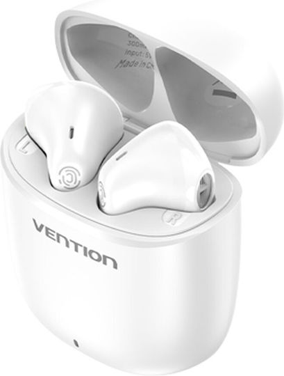 Vention ELF E02 Earbud Bluetooth Handsfree Ακουστικά με Θήκη Φόρτισης Λευκά
