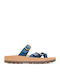 Fantasy Leather Women's Flat Sandals Blue Royal