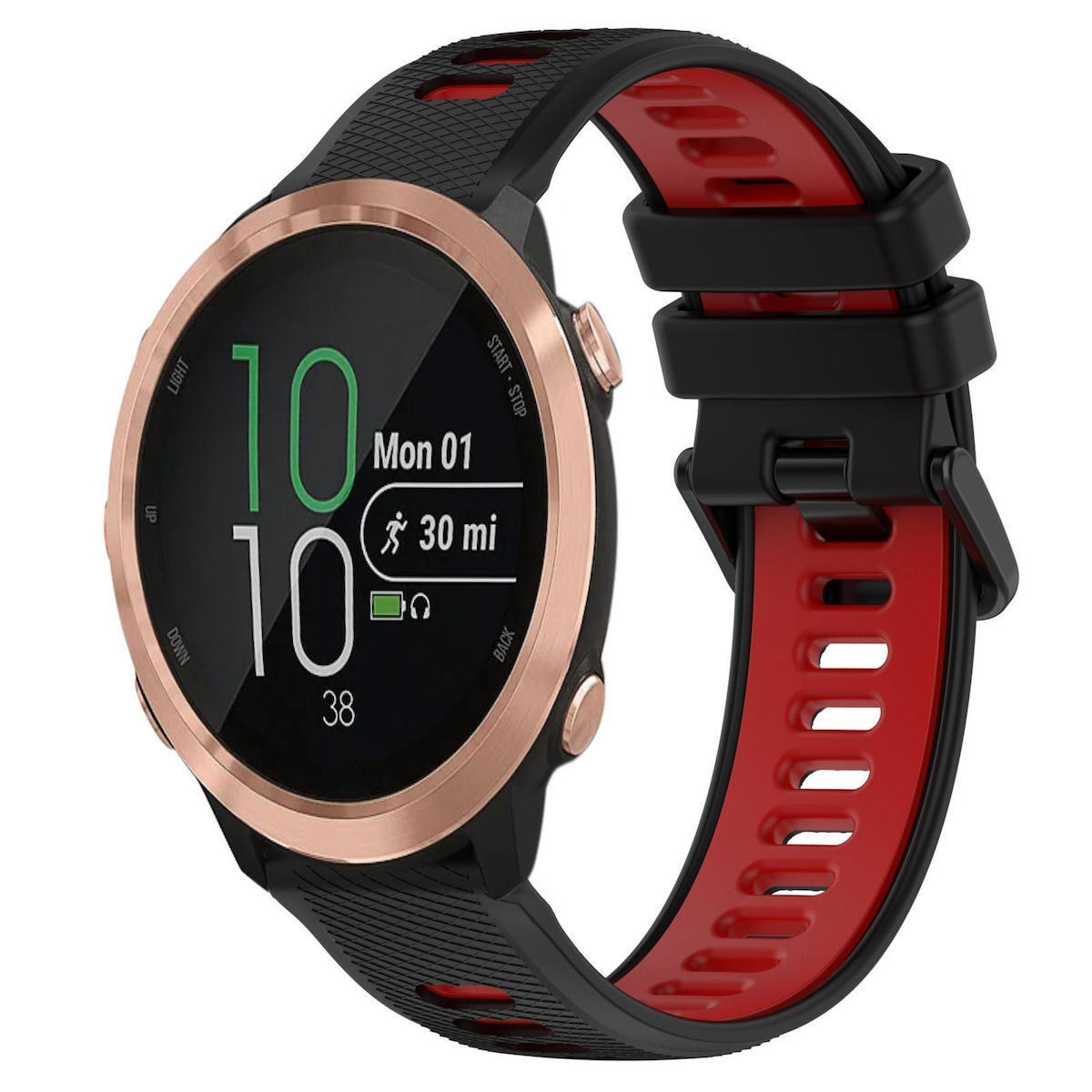 Garmin Forerunner 645 20mm Sports Two color Silicone Watch Band Black red Skroutz.gr
