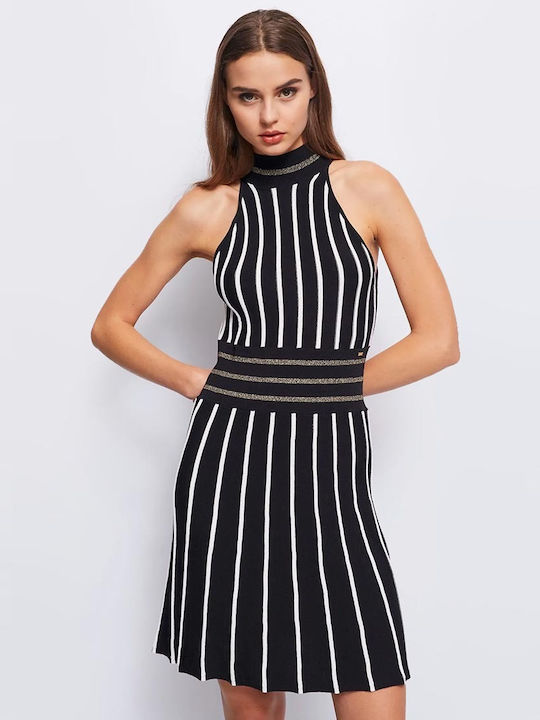 Gaudi Striped Knit Dress Gaudi Black Striped